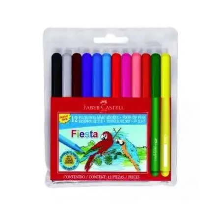 Marcadores Faber Castell Fiesta 45 Largos 12colores Zipper
