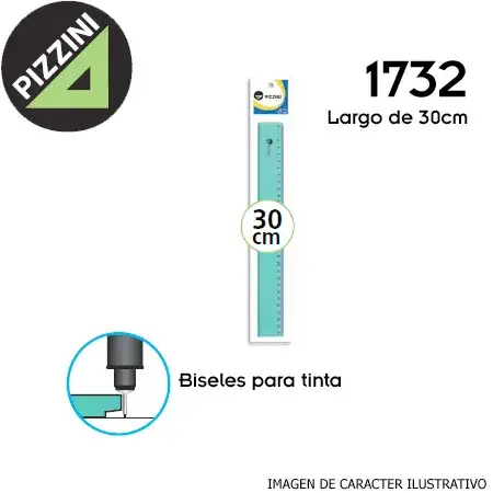 Regla Pizzini Estudio 30cm Verde x unidad